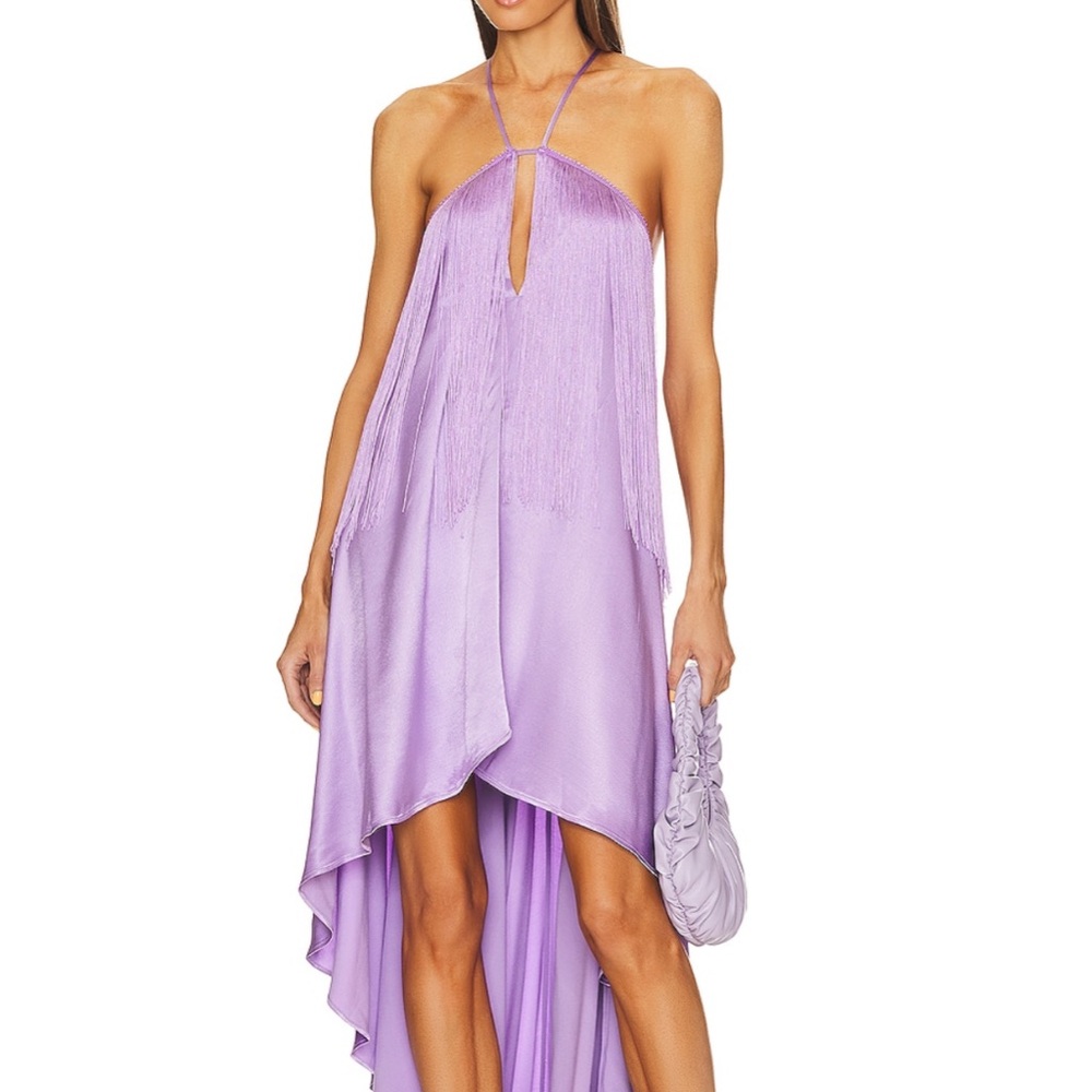 Purple Asymmetrical High-Low Halter Sundress